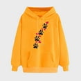thumbnail image 2 of XPMWRP Women's Print Hoodies Drawstring Sweatshirt Long Sleeve Crewneck Cute Pullover Tops Fall Winter Casual Sweatshirt With Pocket Yellow L, 2 of 5