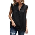thumbnail image 5 of Women Blouses Women Dress Shirts Summer Short Teen Half Shirt Button up Long Sleeve Flannel Tech Set Long Sleeves Lace Top Violet Top Dry Wick Shirts Business Tops for Deep V Neck Womens Black L, 5 of 9