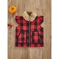 thumbnail image 2 of FOCUSNORM Girls Christmas Casual Vest with Fur Collars, Plaid Printed Pattern Jacket, 2 of 8