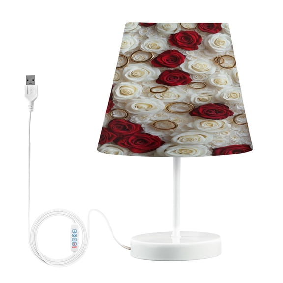 BZSMCE Table Lamp Creative Red and White Roses Rings Simple Pattern Night Light