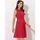 thumbnail image 4 of Vestidos de verano para mujer Vestido sin mangas de algodón con cuello plano de verano Rojo S, 4 of 6