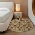 thumbnail image 2 of Boho Floral Round Area Rug 6Ft Washable Circle Rugs for Bathroom Office, Modern Geometric Ethnic Abstract Flowers Red Green Non-Slip Carpet Floor Mats Indoor Outdoor Carpet Runner Home Decor, 2 of 8