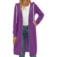thumbnail image 6 of Long Hoodies for Women Zip Up Double Zipper Fleece Tunic Sweatshirts 2025 Fall Winter Oversized Jacket With Pockets Long Sleeve Casual Travel Outerwear​ Dark Purple L, 6 of 7