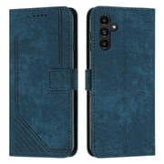 Mantto for Samsung Galaxy A06 Wallet Case for Women Men,Durable PU Leather Shockproof Magnetic Clasp Folio Credit Card Slots Flip Kickstand Slim Phone Case with Wrist Strap,Blue