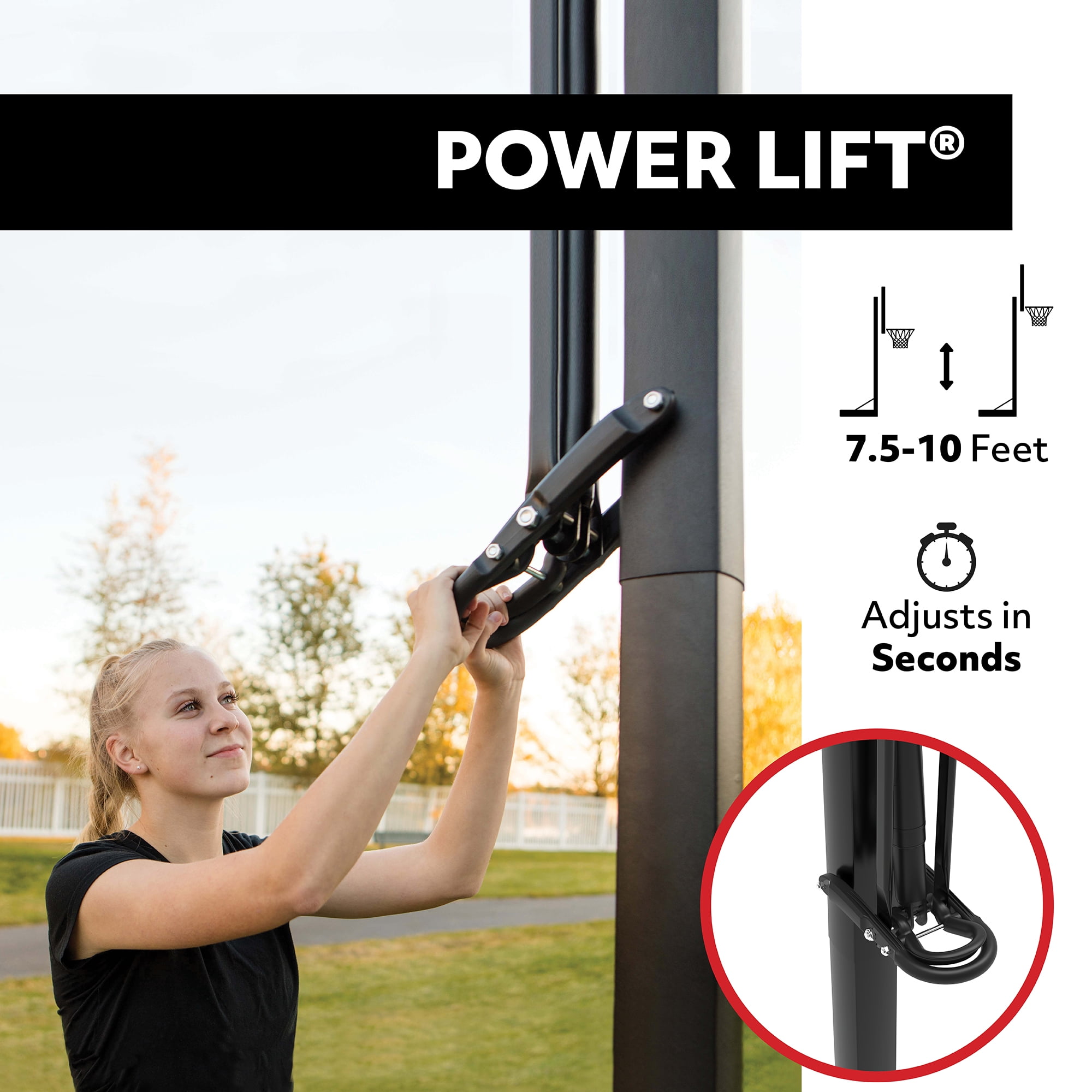 Lifetime 7.5 ft. - 10 ft. Adjustable Height 52" Shatterproof Outdoor Portable Basketball System (Adult)