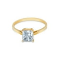 thumbnail image 2 of Ioka - 14K Solid Yellow Gold Princess Cut CZ Wedding Engagement Ring - Size 4.5, 2 of 4