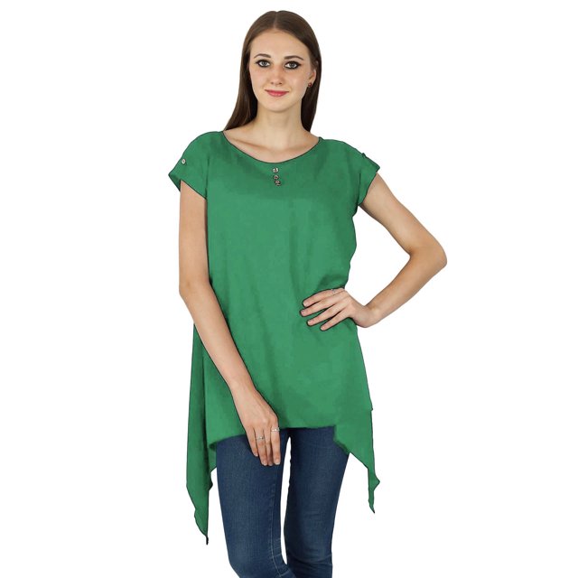 Femmes d'Été Boho Top Manches Courtes Solide Casual Tunique Plage Robe de Soleil