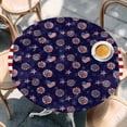 thumbnail image 2 of 4th of July Round Tablecloth, Fitted Table Cover with Elastic for 45"-54" Round Tables, Navy US Flag Independence Day Stars Red Stripes Table Cloth Outdoor Indoor Dinning Party Waterproof Tablecloths, 2 of 7