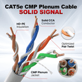 thumbnail image 3 of Big-A - 1000ft Cat5e Plenum Ethernet Cable, White, 350MHz, 24AWG UTP, CMP Rated, Solid Network LAN Cord, Compatible with Printer, Gaming Consoles, Router, VoIP Phones, POE IP Cameras, 3 of 9