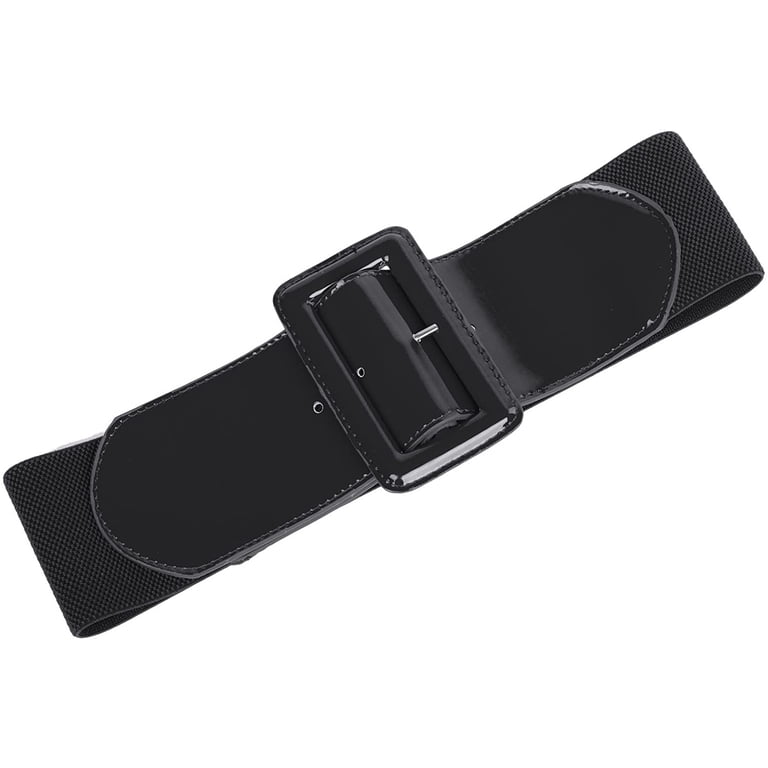 Women\'s Stretchy Belt 1950s 3 Inch Wide Elastic Belts, Black & White Women main image 2