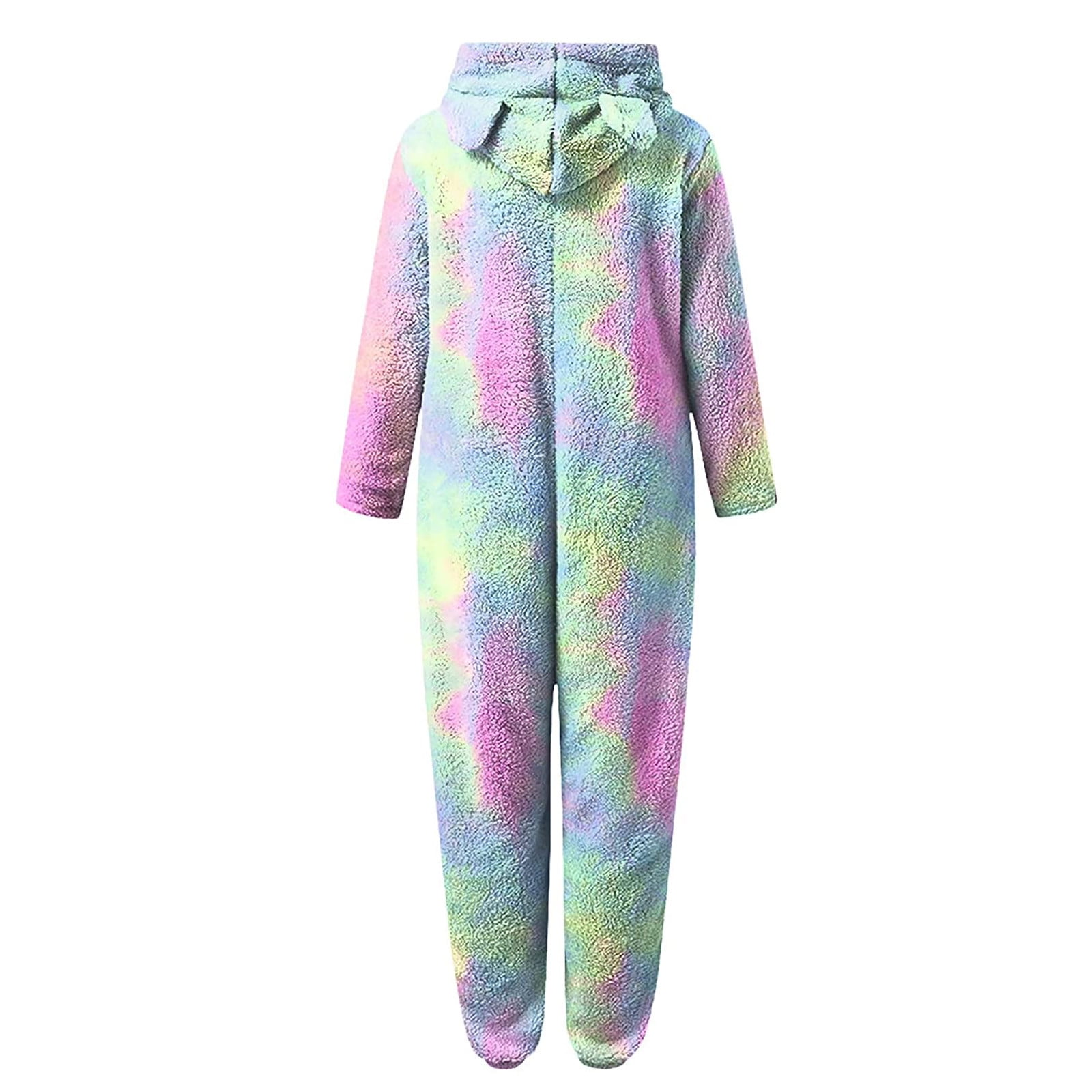 Women's Onesies Fleece Pajamas New Onesie Pajamas for Women Zipper up Jumpsuits Fuzzy Long Sleeve Cute Costumes Tie Dyed Sleepwear Style B-1 Multicolor XL