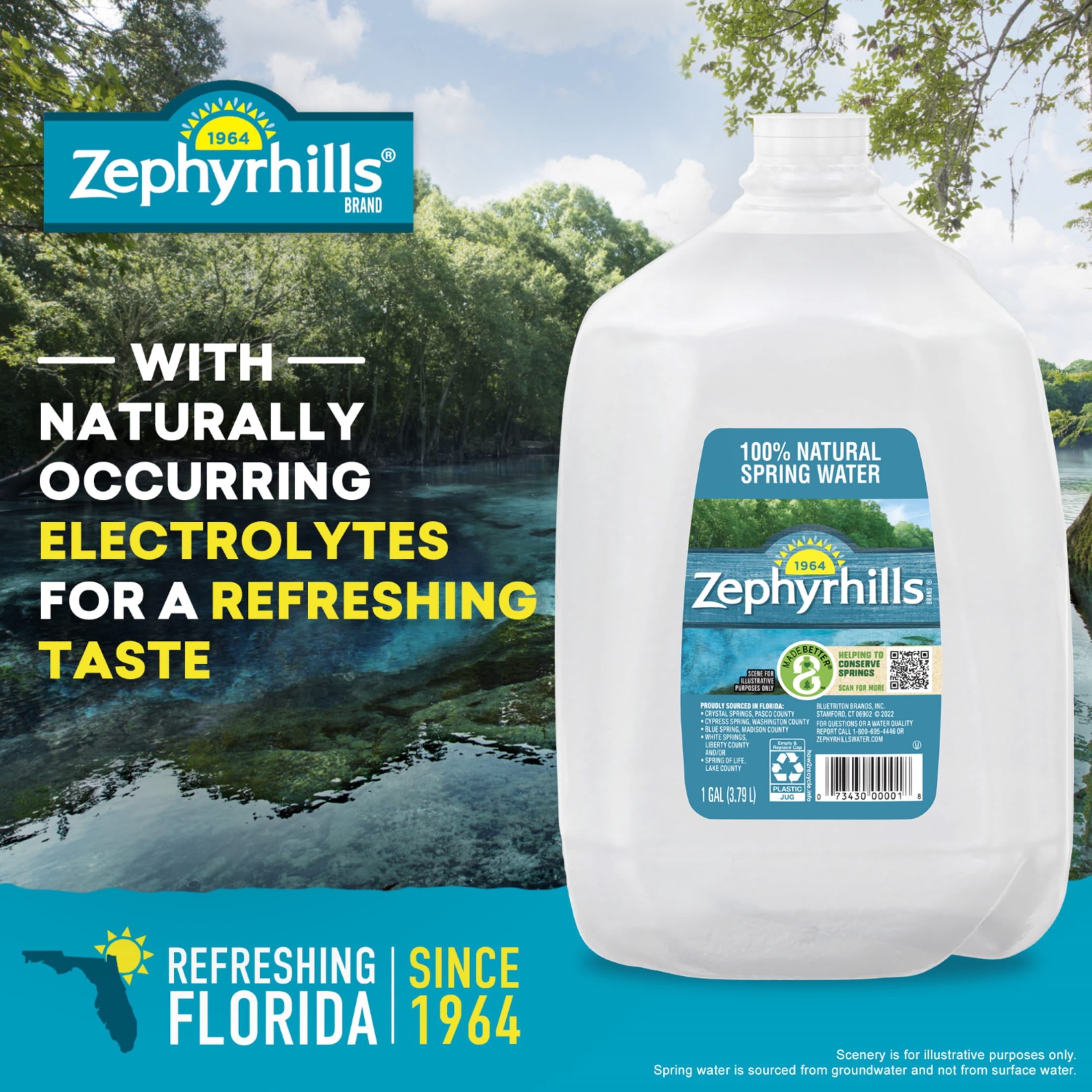 Zephyrhills Florida Spring Water, 1 gal, Single Plastic Jug