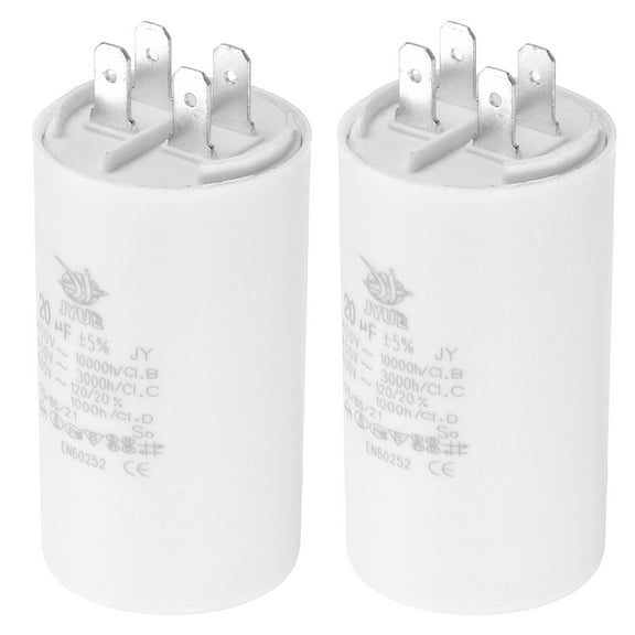 Uxcell CBB60 20uf Run Capacitor,2Pcs AC450V 4Pin Double Insert for Motor Star 74x40mm