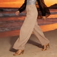 thumbnail image 6 of Women's Plus Size Linen Cotton Wide Leg Pants, High Waisted Pleated Draped Trousers, Breathable Loose Fit Casual Palazzo Pants for Resort and Vacation Khaki XXL, 6 of 6