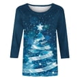 thumbnail image 4 of Luxalzxs Womens Christmas Tops 3/4 Sleeve Plus Size Sparkly Christmas Tree Graphic T-Shirts Casual Crewneck Holiday Vacation Blouses, 4 of 5