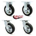 thumbnail image 4 of 6 Inch Swivel Pneumatic Casters Set of 4 - Black Rubber Wheels - Includes 2 Swivel and 2 Rigid - Heavy Duty Casters - 1,000 lbs. Total Capacity - Service Caster Brand, 4 of 4