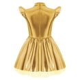 thumbnail image 4 of vastwit Kids Girls Shiny Metallic Dress Alien Inspired Holographic Flying Sleeve Sparkly Birthday Party Tutu Dress Gold 10, 4 of 5