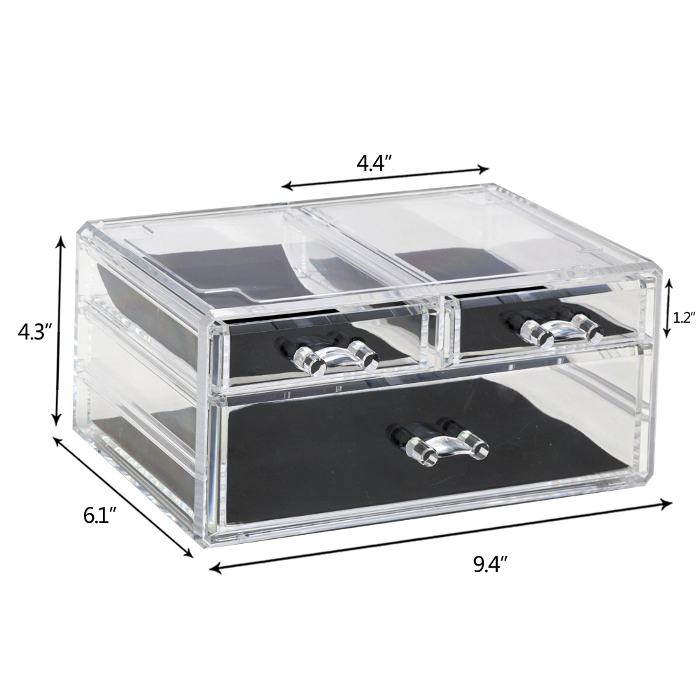 Acrylic Jewelry & Cosmetic Storage Display Box with 3 Drawers/Cosmetic Organizer
