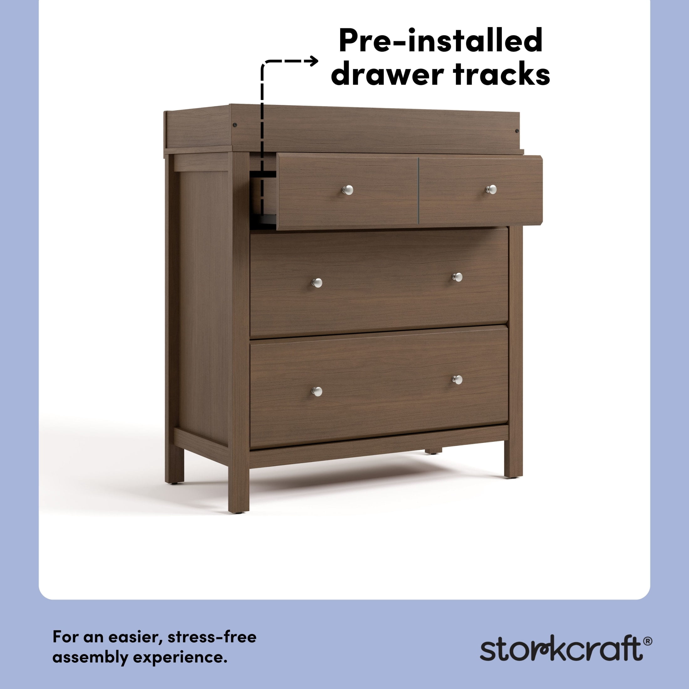 Storkcraft Horizon 3 Drawer Chest with Infant Changing Topper, Hazelnut