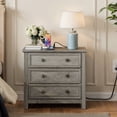 thumbnail image 5 of LGHM 3 Drawer Nightstand with Charging Station, 26.7" Large Bedside Table Dresser for Bedroom, Living Room, Gray, 5 of 10