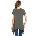 thumbnail image 2 of Sassy Apparel Women's Round Neck Asymmetric Hemline Fashion T-shirt Top (Charcoal), 2 of 2