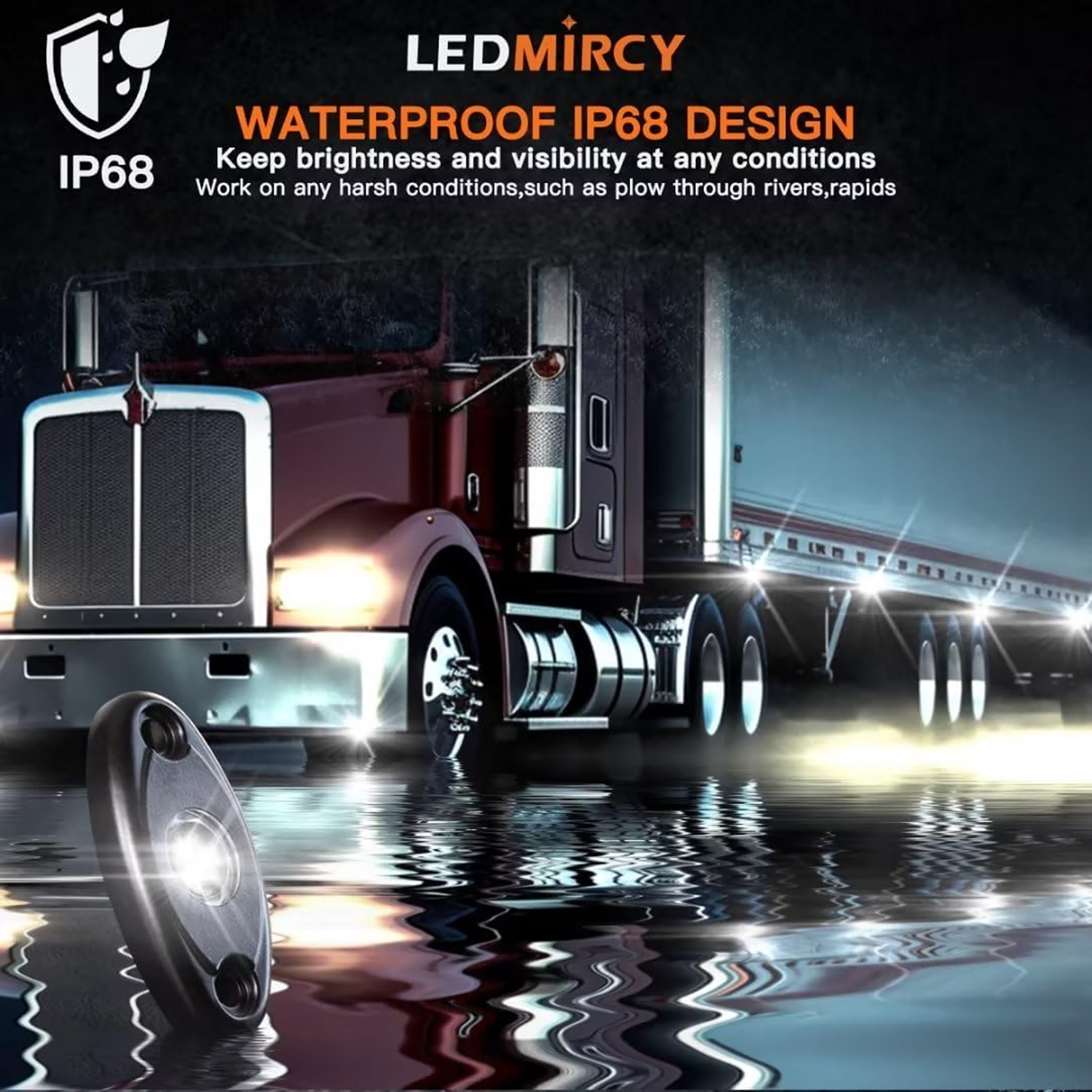 LEDMIRCY R1 Pure White Rock Lights 16PCS with Switch Wiring Harness, High Power Waterproof Underglow for Utv Atv off Road Trucks