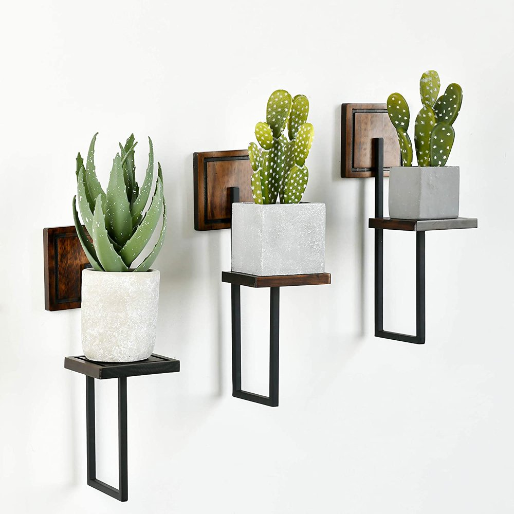 WELLAND 3 Pack Wood Wall Shelf Floating Shelves Candle