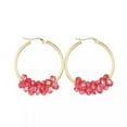 thumbnail image 2 of QQTDFG Stainless Steel Hoop Earrings Glass Bead Gold 12 Gauge 42x33 2mm 0.8x1.2mm A177-Red, 2 of 2