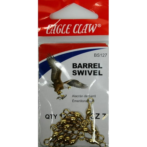 Eagle Claw Fishing Tackle, BS127 Barrel Swivel, Brass, Size 7