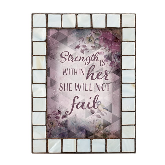 Cottage Garden Strength Within Her Mother of Pearl Amber 5 x 7 Table Top and Wall Photo Frame