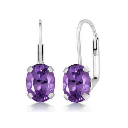 February Birthstone Lever Back Earrings - 3.10 Ct Oval Purple Amethyst Lever Back Earrings 8X6mm