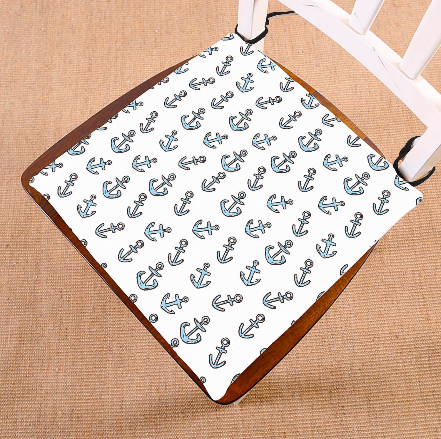YKCG White Background Navy Anchors Home Seat Cushion Chair Cushion