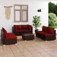 thumbnail image 1 of vidaXL 7 Piece Garden Lounge Set with Cushions Poly Rattan Brown, 1 of 5
