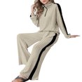 thumbnail image 6 of Wutalume Women's 2-Piece Ribbed Knit Casual Set, Comfortable Half Zip Tracksuit Top and Wide Leg Joggers, Sporty Loungewear,Khaki XL, 6 of 6