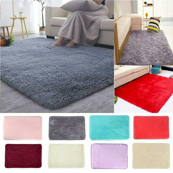 Fluffy Bedroom Rug for Kids Room Living Room, Floor Carpet Modern Indoor Bedroom Decor Rug, 15.75 x 23.62 inch, Red
