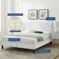 thumbnail image 4 of Platform Bed Frame, King Size, Velvet, White, Modern Contemporary Urban Design, Bedroom Master Guest Suite, 4 of 10