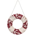 thumbnail image 2 of Northlight Faux Life Preserver with Rope Hanging Wall Decoration - 21.5" x 13 - Red and White, 2 of 9