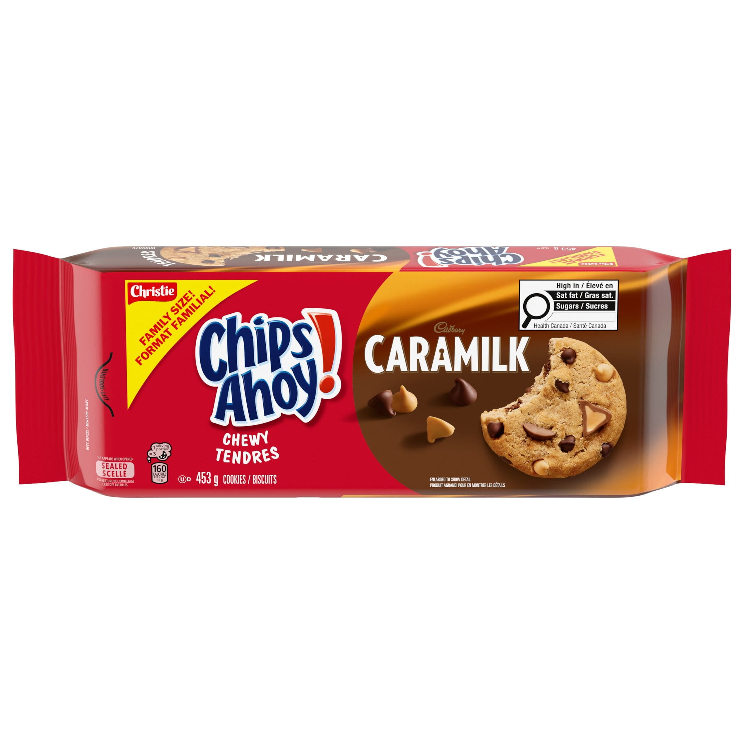 Biscuits CHIPS AHOY! CARAMILK, 1 emballage refermable, format familia