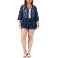 thumbnail image 2 of Agnes Orinda Women's Plus Size Cardigan Crochet Hollow Out Button Front V Neck 3/4 Sleeve Cover Up Casual Knit Cardigans 3X Blue, 2 of 5