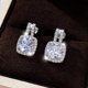 thumbnail image 3 of Pendientes clásicos para niñas con cristal plateado, delicados pendientes de zirconia cúbica grande para mujer, 3 of 8
