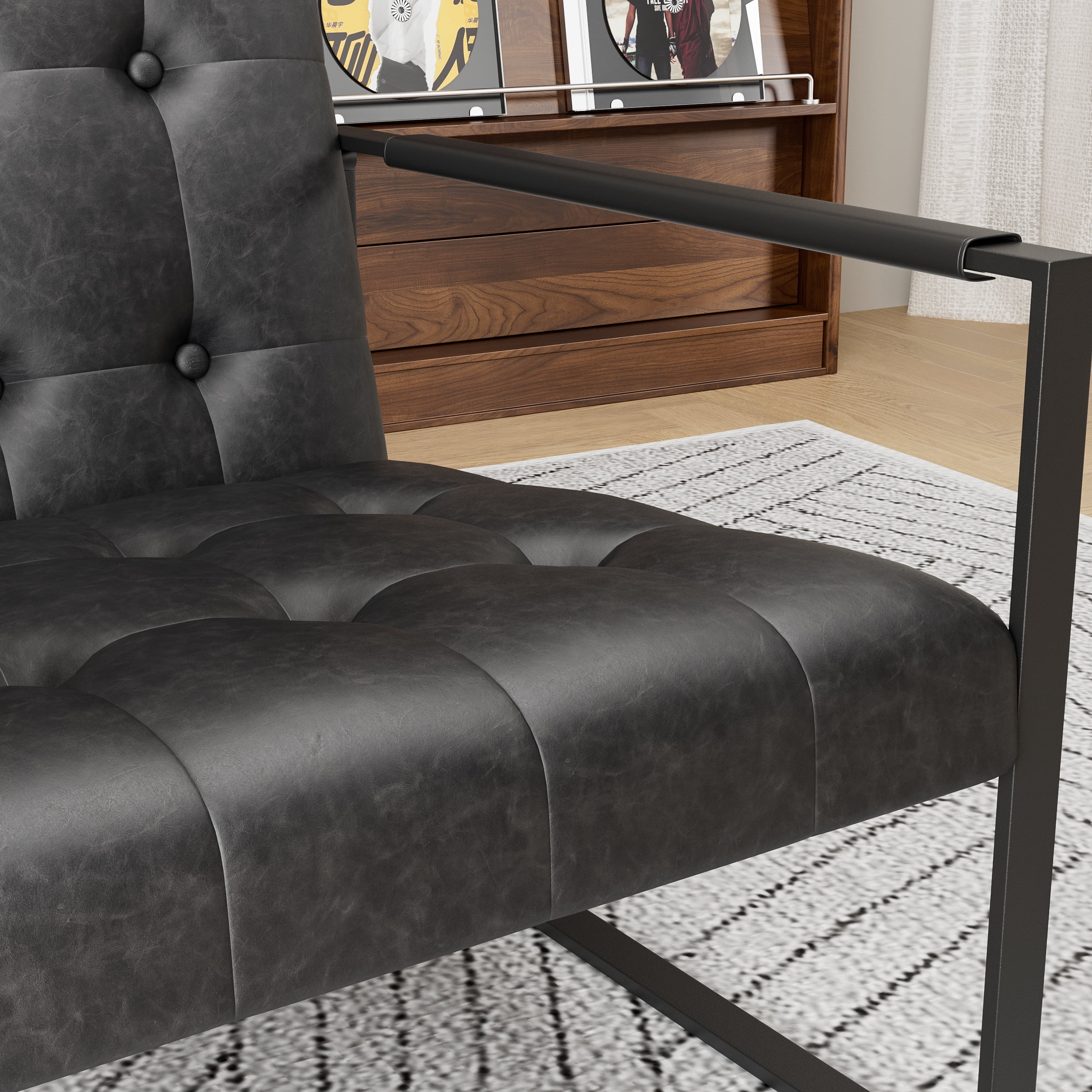 Modern Accent Chair,PU Upholstered Accent Chair Armchair Sofa Chair for Bedroom,Living Room,Office,