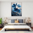 thumbnail image 4 of Mudket Blue and White Canvas Wall Art, flower poster, Framed Ready to Hang, Modern Floral Wall Decor for Living Room Bedroom Office, Minimalist Botanical Print - 12"L x 8"W, 4 of 10