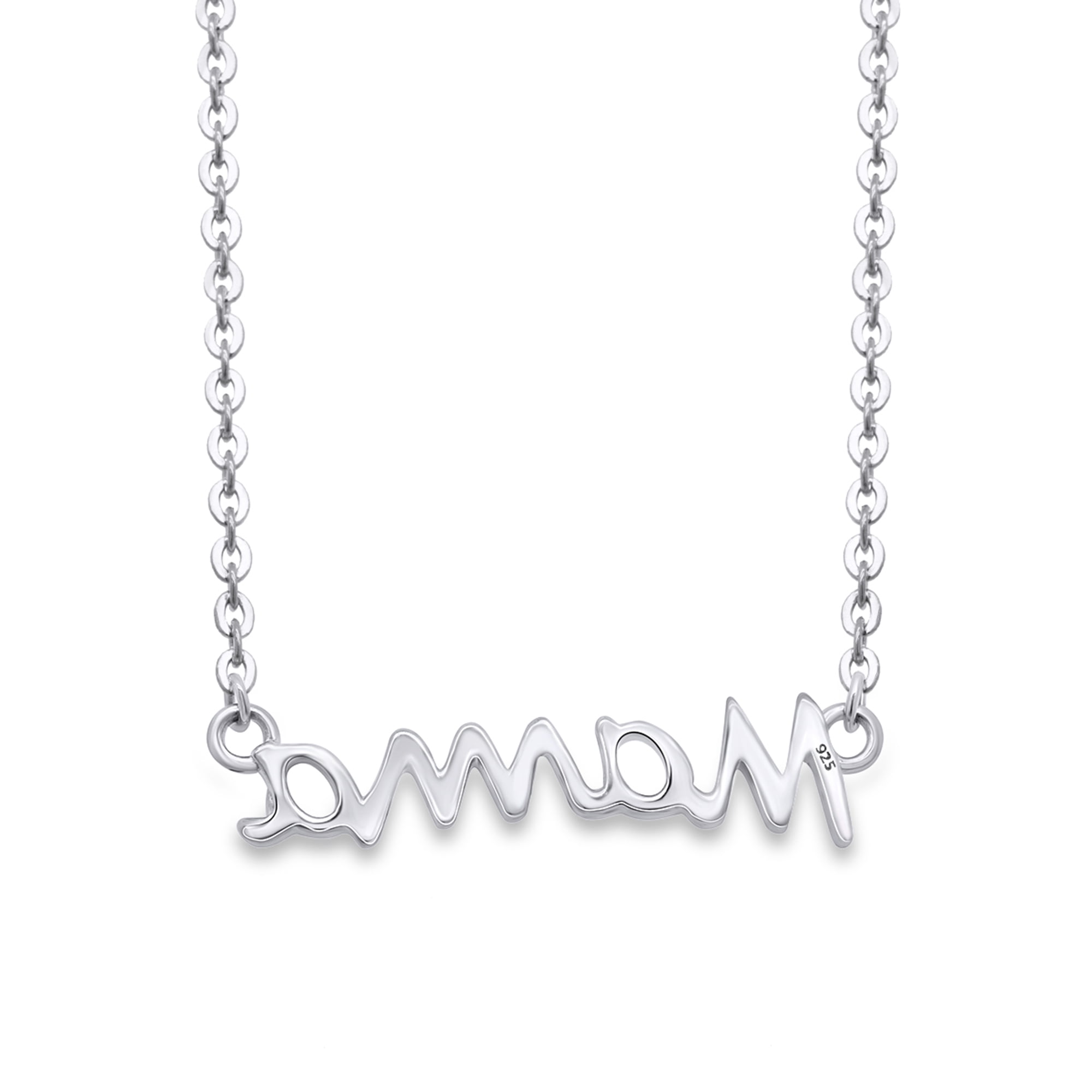 AFFY Mother's Day Jewelry Gifts Mama Pendant Necklace In 14k White Gold Over Sterling Silver