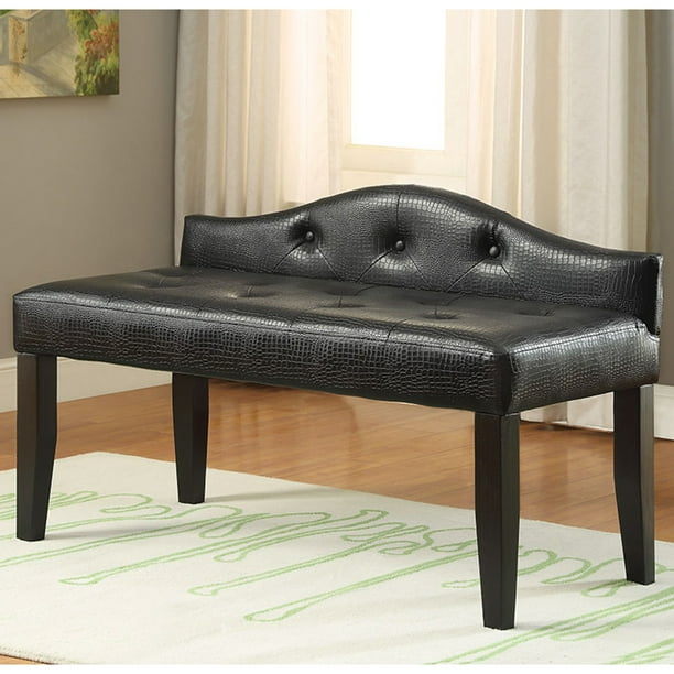 Furniture of America Olivia Upholstered Bedroom Bench, Small, Black