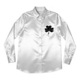 thumbnail image 3 of Arlun St. Patrick's Day Satin Shirts for Women Lapel Collar Button down Long Sleeve Festival Blouse Lightweight Soft Cozy Themed Print Dressy Casual Tops 2-White L, 3 of 3