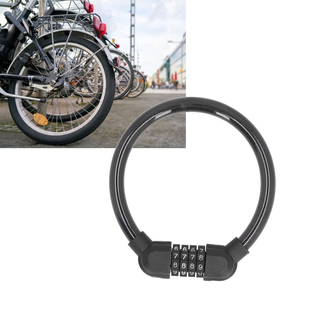 Bike Lock Cable 4 Digit Password, High Security Waterproof Bicycle Locks for Cycling Outdoors, Interlocking Function, Convenient to Carry