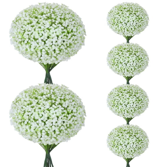 Armscye 120 Pcs Babys Breath Artificial Flowers, Artificial Babys Breath Flowers,Fake White Flowers Silk Plastic Artificial Gypsophila Realistic Flower for Wedding Home DIY Decoration