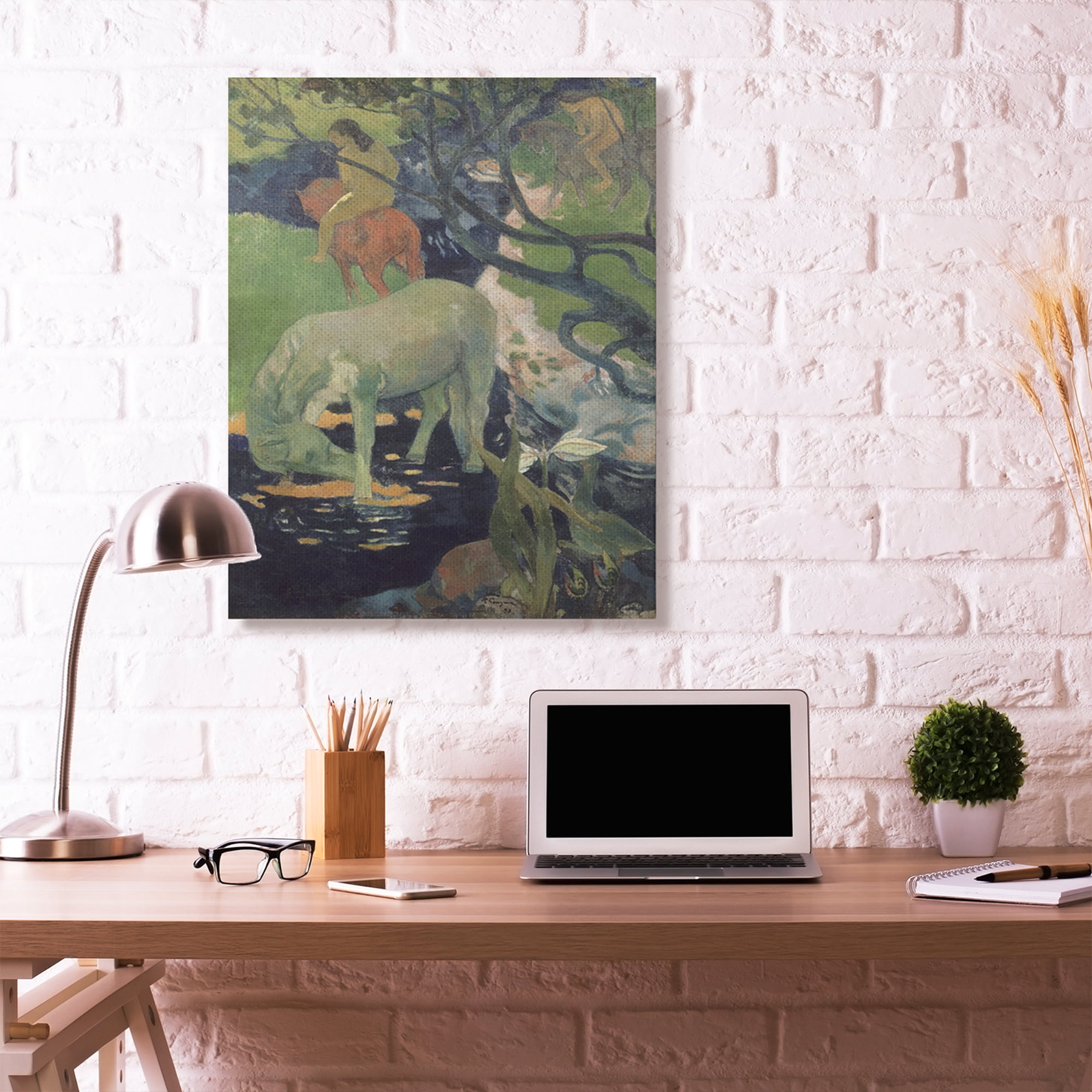Stupell Home Décor Horses Bathing Native Figures Classic Painting Canvas Wall Art by Paul Gauguin