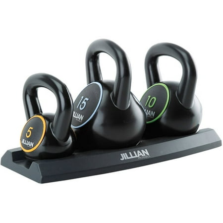 Jillian Michaels 3pc Vinyl Kettlebell Kit (5, 10, 15 lbs)