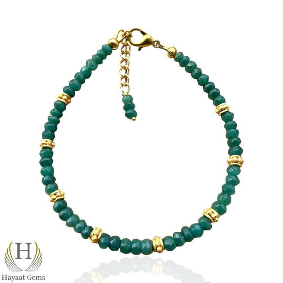 AAA Emerald Bead Bracelet: Faceted Gemstone, Adjustable Length